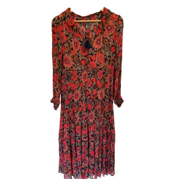Anthropologie Marais Printed Chiffon Maxi Dress Floral Printed Dress MP - Picture 4 of 8
